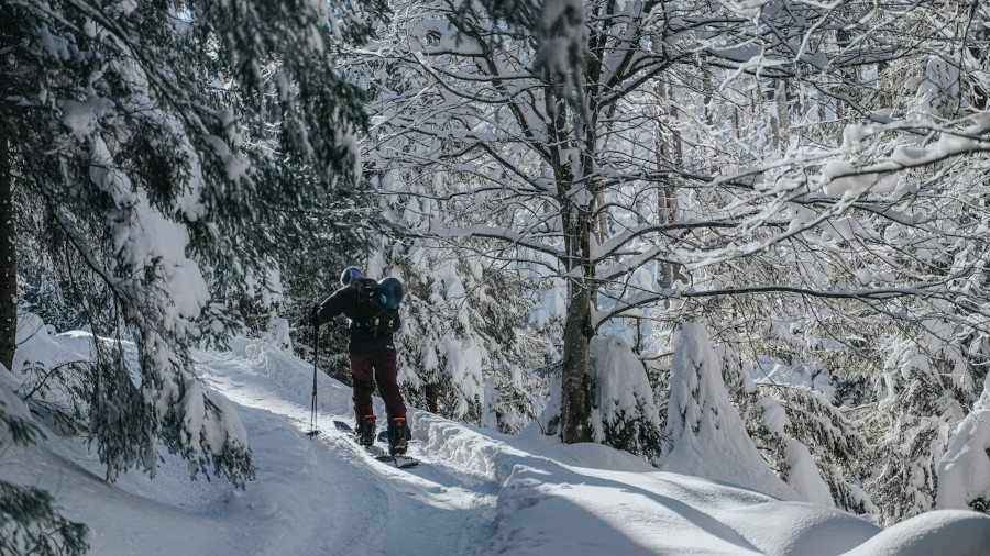 Splitboarden op een splitboard
